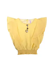 Hunny Bunny Yellow Batwing Sleeve Georgette Blouson Top
