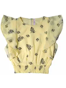 Hunny Bunny Yellow Floral Georgette Blouson Top