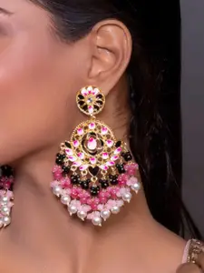 Fida Gold-Toned and Gold-Plated Contemporary Beaded Drop Earrings