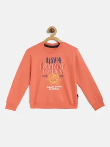 U.S. Polo Assn. Kids Boys Peach-Coloured Printed Sweatshirt
