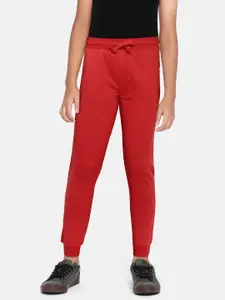 U.S. Polo Assn. Kids Boys Red Solid Pure Cotton Straight Fit Joggers