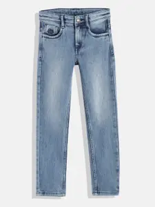 U.S. Polo Assn. Kids Boys Blue Solid Heavy Fade Stretchable Jeans