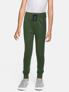 U.S. Polo Assn. Kids Boys Green Solid Pure Cotton Regular Fit Joggers