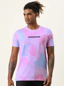 VEIRDO Men Pink & Lavender Tie and Dye Printed T-shirt
