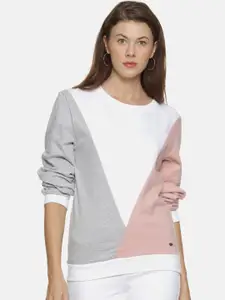 Campus Sutra Women Grey Colourblocked Sweatshirt