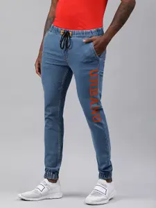 Urbano Fashion Men Blue Slim Fit Printed Stretchable Jogger Jeans