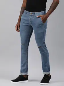 Urbano Fashion Men Blue Slim Fit Slash Knee Stretchable Jeans