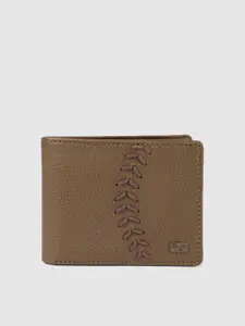 Baggit Men Brown Solid Stitch Work Two Fold Wallet