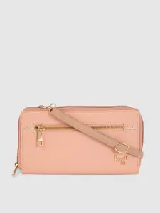 Baggit Women Peach-Coloured Solid LZ CLOONEY LAVA Zip Around Wallet