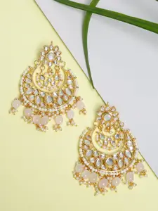 Ruby Raang Women Gold-Toned & Kundan Studded Classic Chandbalis Earrings