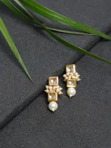 Ruby Raang Gold-Toned Contemporary Drop Earrings