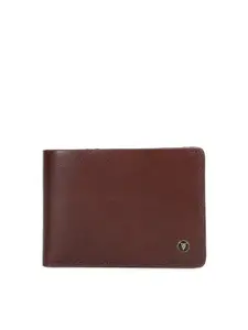 Van Heusen Van Heusen Men Brown Textured Leather Two Fold Wallet