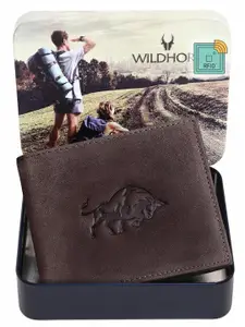 WildHorn Men Coffee Brown  Leather Two Fold Wallet with RFID