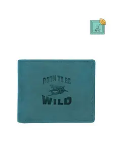 WildHorn Men Turquoise Blue Leather Two Fold Wallet with RFID