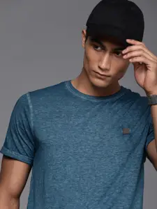 WROGN Men Teal Blue Solid Slim Fit T-shirt