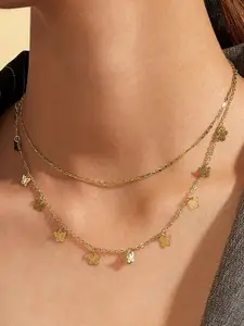 Shining Diva Fashion Gold Metal Gold-Plated Layered Necklace