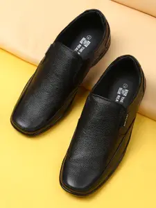 Red Chief Men Black Genuine Leather Slip-Ons