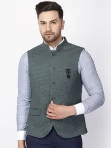 Blackberrys Mens Green Slim Fit Formal Waist Coat