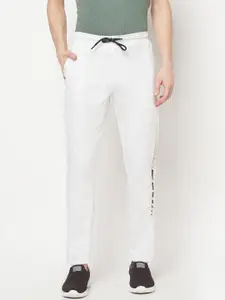 Octave Men White Solid Cotton Track Pants