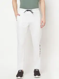 Octave Men White Solid Cotton Track Pants