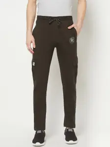 Octave Men Olive-Green Solid Cotton Track Pants