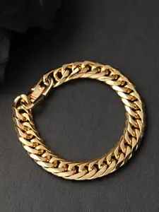 Yellow Chimes Men Gold Plated Curb Chain Stainless Steel  Bracelet