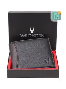 WildHorn Men Black & Brown Solid Pure Leather Two-Fold Wallet