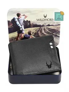 WildHorn Men Black Solid Pure Leather Two-Fold Wallet