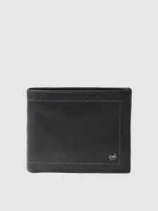 Peter England Men Solid Leather Two Fold Wallet With Minimal Thread Work Detail