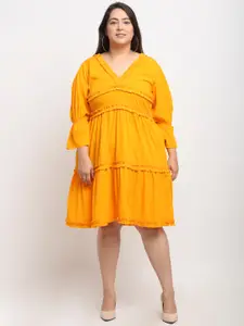 Flambeur Yellow Crepe Dress
