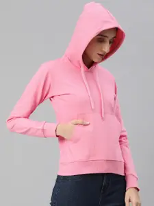 JUNEBERRY Women Pink Hooded Sweatshirt