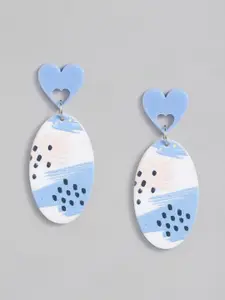 MIDASKART Blue & White Fish Shape Drop Earrings