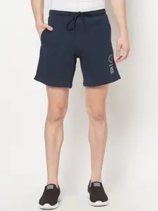 Octave Men Blue Mid-Rise Solid Regular Shorts