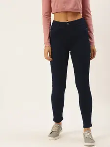 AND Women Navy Blue Mid-Rise Skinny Fit Stretchable Jeans