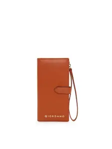 GIORDANO Women Tan Solid Two Fold Wallet with Wrist Loop