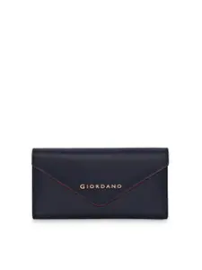 GIORDANO Women Navy Blue & Red Solid PU Envelope Wallet