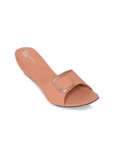 Padvesh Women Peach-Coloured Wedge Sandals