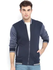 Campus Sutra Navy Colourblocked Bomber Jacket