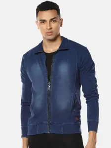 Campus Sutra Men Blue Windcheater Denim Jacket