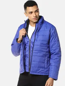 Campus Sutra Men Blue Windcheater Outdoor Padded Jacket