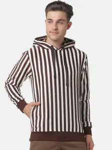 Campus Sutra Men Brown Striped Sweatshirt
