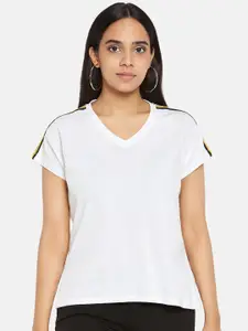 People Women White Extended Sleeves Regular Top