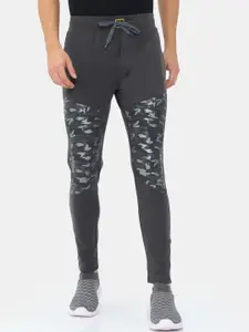 FabSeasons Men Charcoal Grey Camouflage Printed Slim-Fit Track Pants