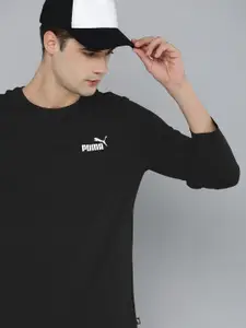 Puma Men Black Essential Long Sleeve Regular Fit Pure Cotton T-shirt