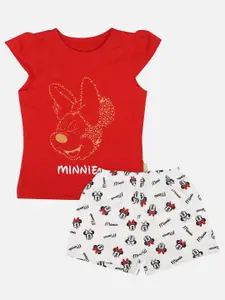 Bodycare Kids Girls Minnie & Friends Printed Pure Cotton T-shirt with Shorts