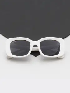 Ted Smith Women Grey Lens & White Square Sunglasses with UV Protected Lens BRITNEY_WHT