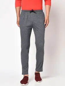 Octave Men Grey Textured Cotton Track Pants