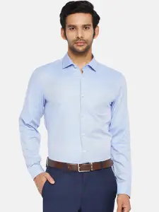 RICHARD PARKER by Pantaloons Men Blue Cotton Striped Slim Fit Formal Shirt