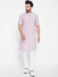 even Men Pink Striped Dobby Kurta