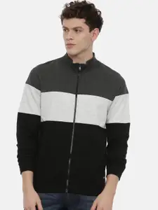 3PIN Men Grey& Black Colourblocked Sweatshirt